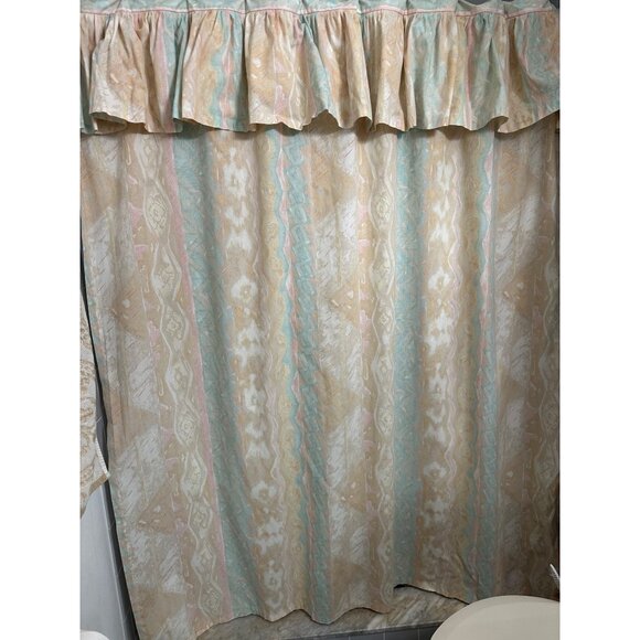 VTG Croscill Home Fashions Watercolor Shower Curtain Ruffle valance Fabric boho - Picture 8 of 11